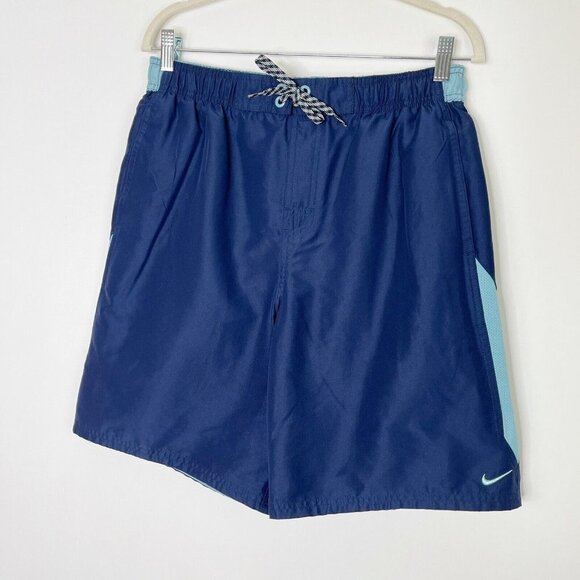 Nike Swim Trunks Mens Size Medium Blue Lined - Picture 2 of 9